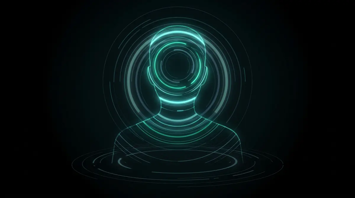 Abstract glowing profile silhouette with layered rings, representing the aged Reddit accounts an SMM panel uses
